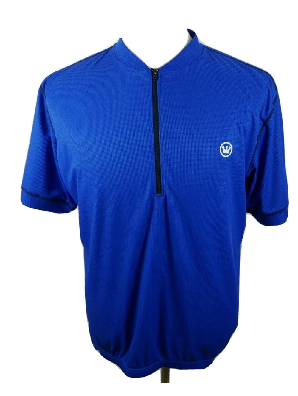 Canari Mens Polyester SS 1/4 Zip Solid Royal Blue Bike Cycling Shirt XL